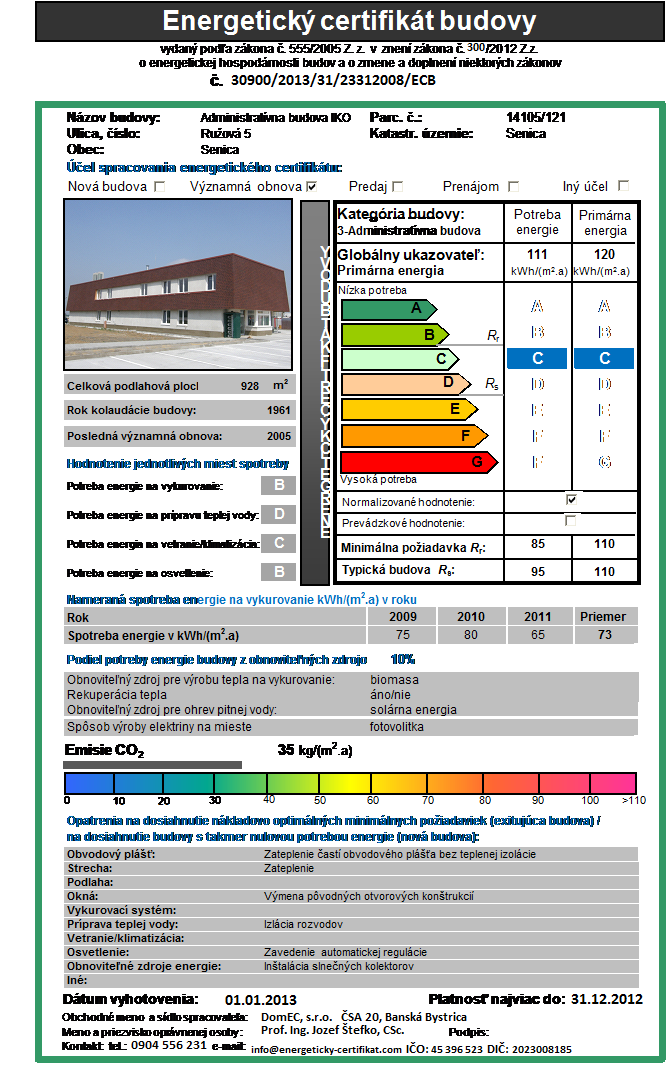ukážka energetického certifikátu